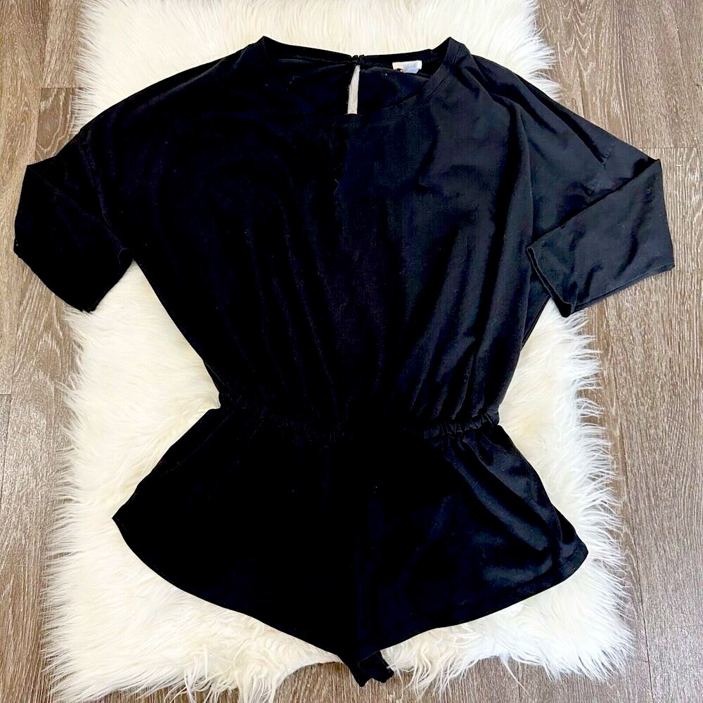 Eberjey Womens Teddy Romper Size XS Black Long Sleeve Pajama PJ Loungewear